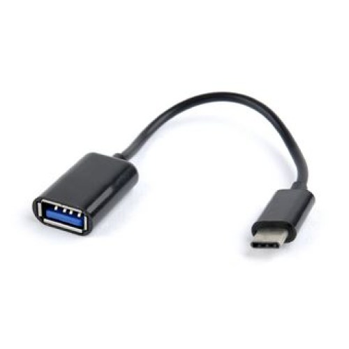 Adaptador OTG tipo C preto com cabo