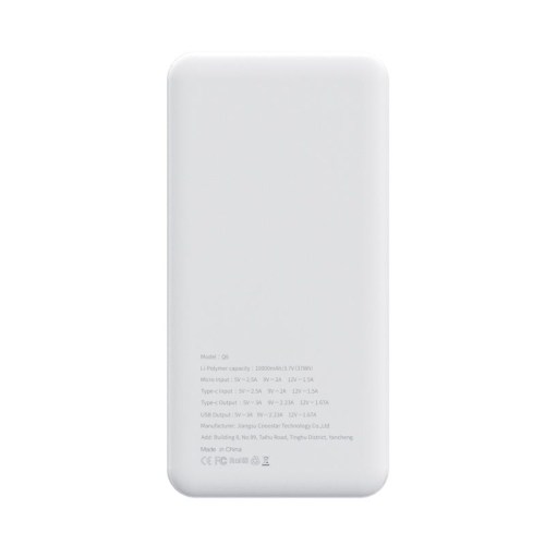 Powerbank Puridea Q6 - 10000mAh Quick Charger QC3 PD3.0 20W branca