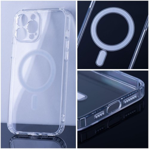 Capa Mag transparente com proteção de câmera compatível com MagSafe para iPhone 15 Plus